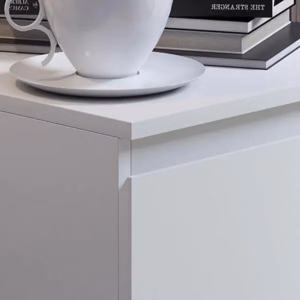 FWStyle Matt White Set of 2 Bedside Table Chests with Deep Drawers – 3
