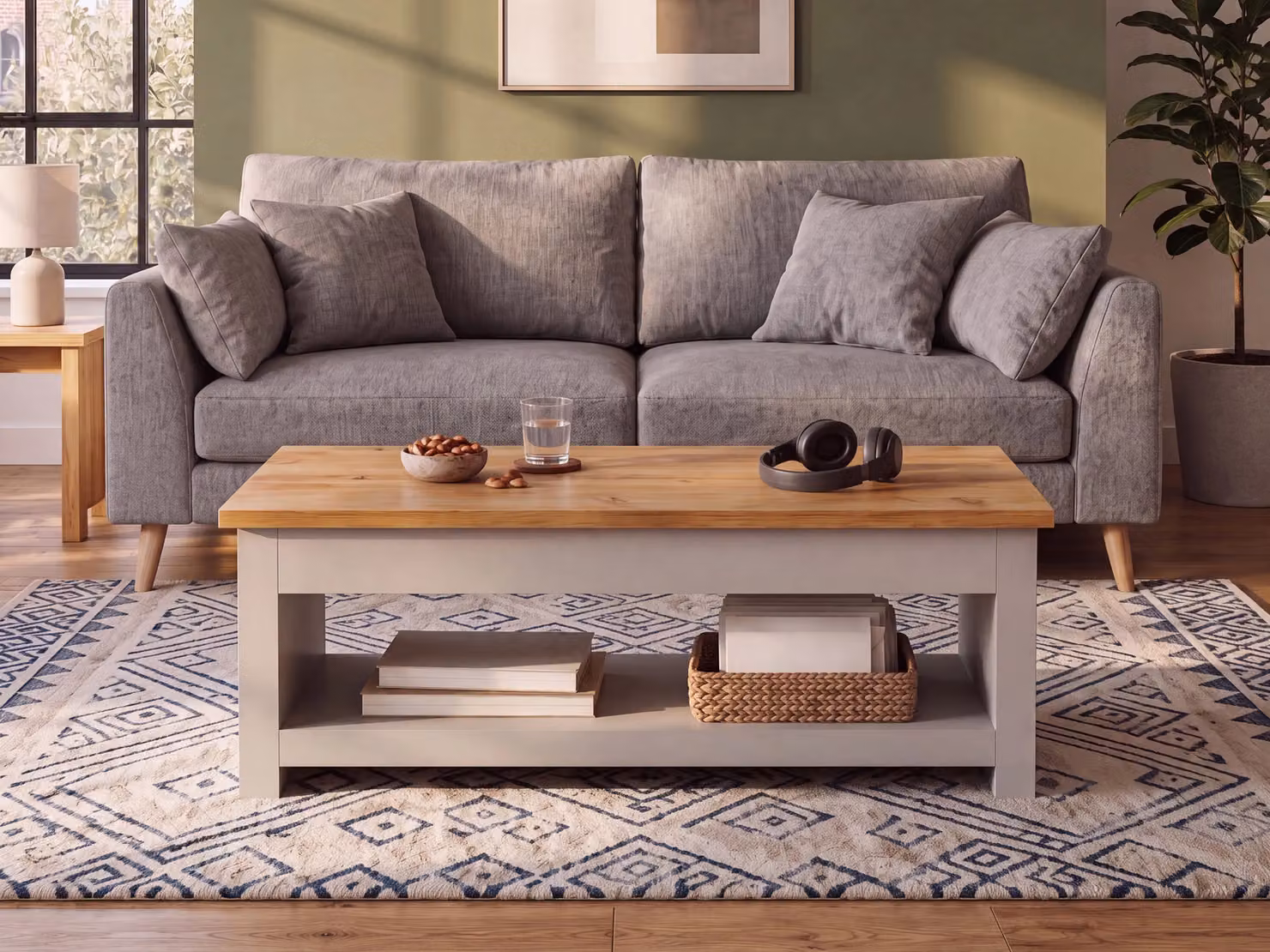 Vida Designs Arlington Rectangular Coffee Table with Shelf Storage in Grey – 4