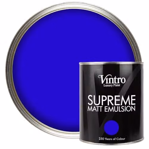 Vintro Luxury Matt Emulsion Multi Surface Paint in Electric Blue, 1L – 1