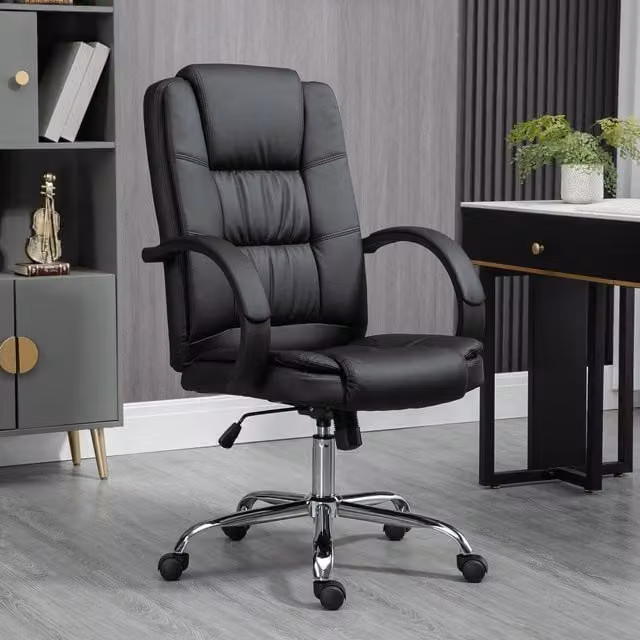 Vinsetto Black PU Leather Executive Swivel Office Chair with Armrests