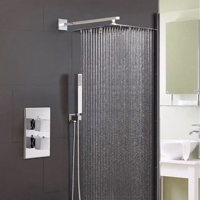 PAWNORA Concealed Two-Handle Shower Mixer Kit in Silver Chrome