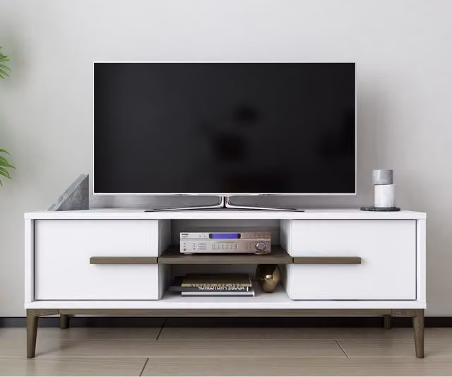 Decorotika Eslem Modern TV Unit in White and Brown MDF