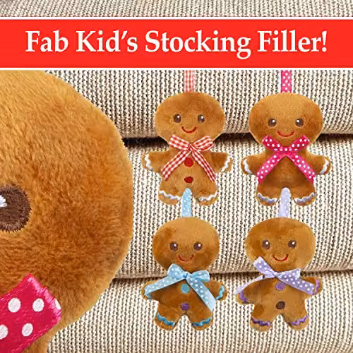VFM Gingerbread Mini Plush Hanging Christmas Animal Decorations, Pack of 4, Multi-Colour – 7