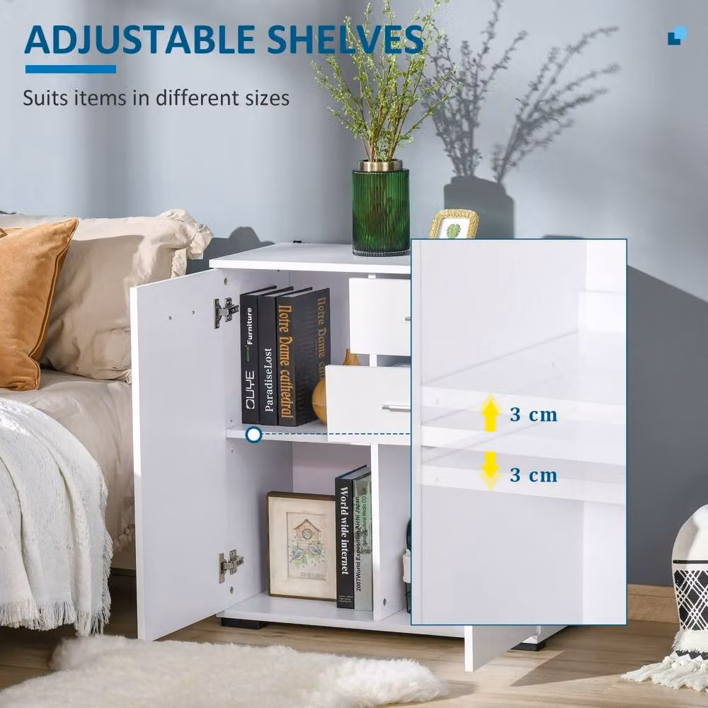 Wyld Haus Lodino High Gloss White Sideboard with 2 Drawers and 2 Doors – 3