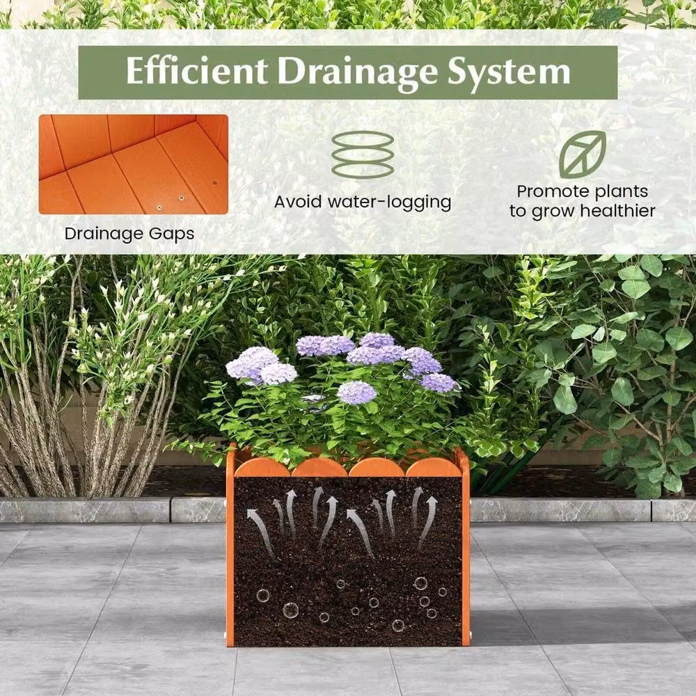 VOGREX Orange Plastic WPC Outdoor Raised Garden Bed with Drainage Holes, W/D/H: 66 x 32 x 30 cm – 4