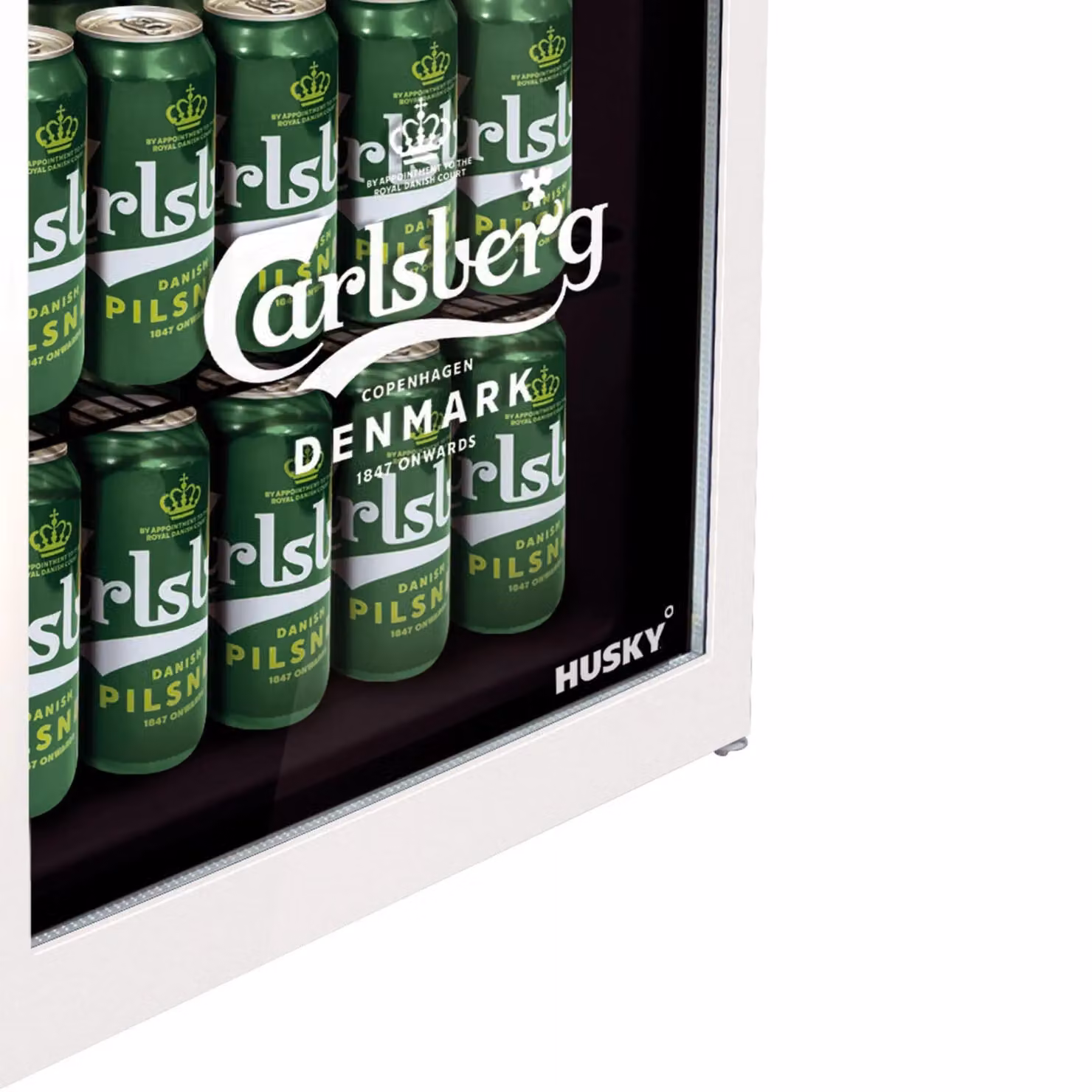 Husky Carlsberg Design Mini Fridge in White or Green with 48L Capacity – 2