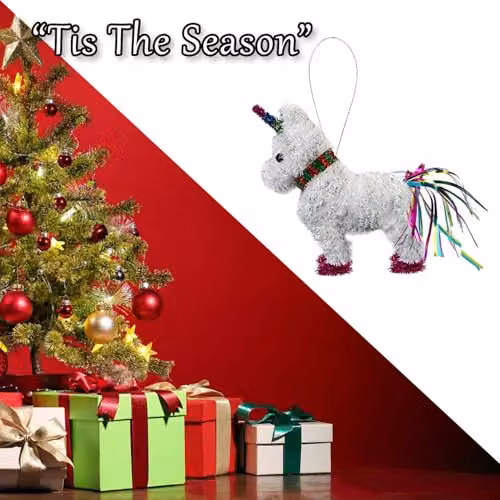 VFM e-Store White Unicorn Tinsel Christmas Decoration, W/D/H: 15 x 15 x 15 cm – 5