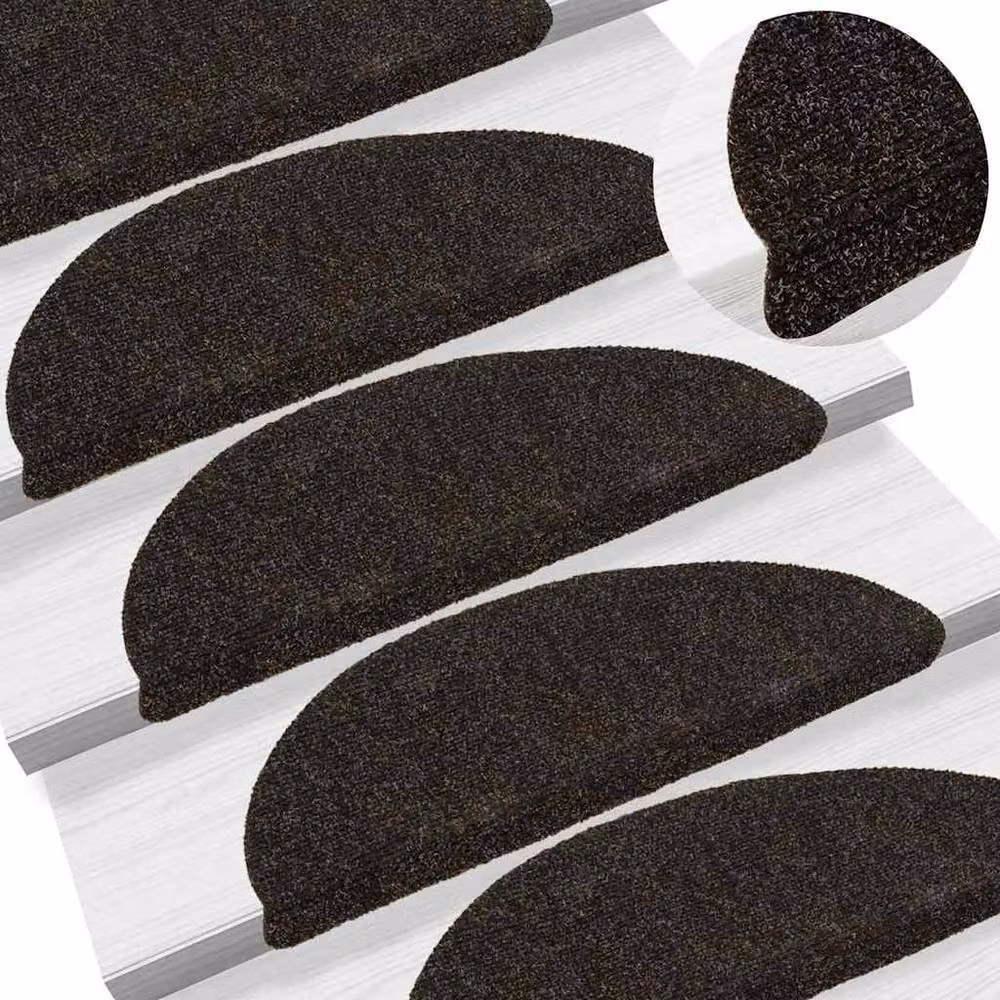 Berkfield Home Self-adhesive Non-slip Stair Mats, 15 Pieces, Dark Brown, W: 56 cm, D: 17 cm, H: 3 cm – 2