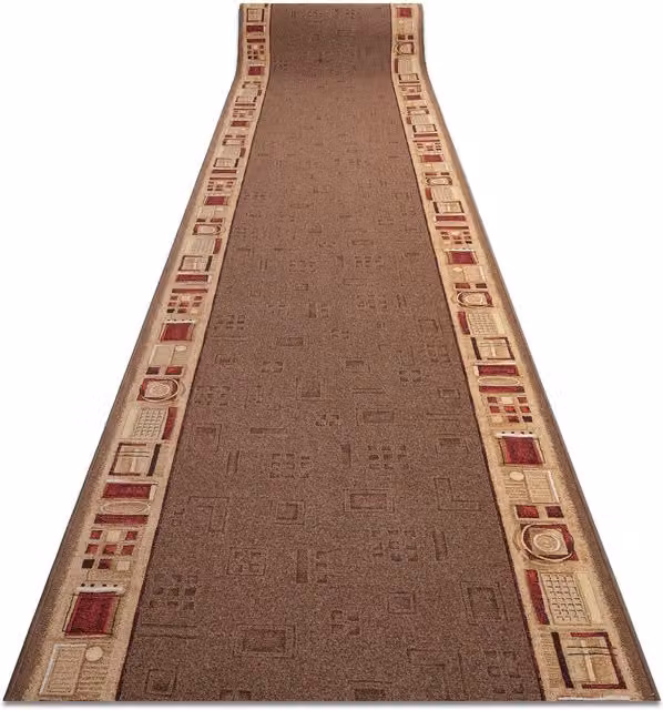 RugsX Anti-Slip Jena Runner in Brown, W: 120 cm, L: 510 cm