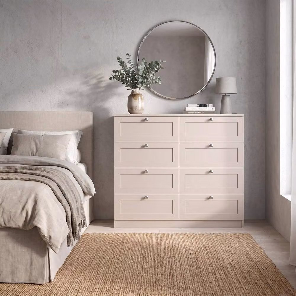 FWStyle Artus Beige Panelled 8 Drawer Chest of Drawers with Extra Deep Drawers – 2