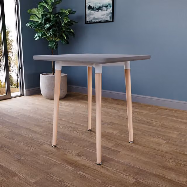 Vida Designs Batley Square Modern Dining Table in Grey and Beech Wood