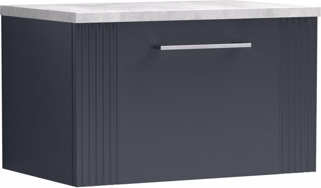 Balterley Modern Wall Hung 1 Drawer Vanity Unit with Grey Laminate Worktop, Width: 60 cm – 1