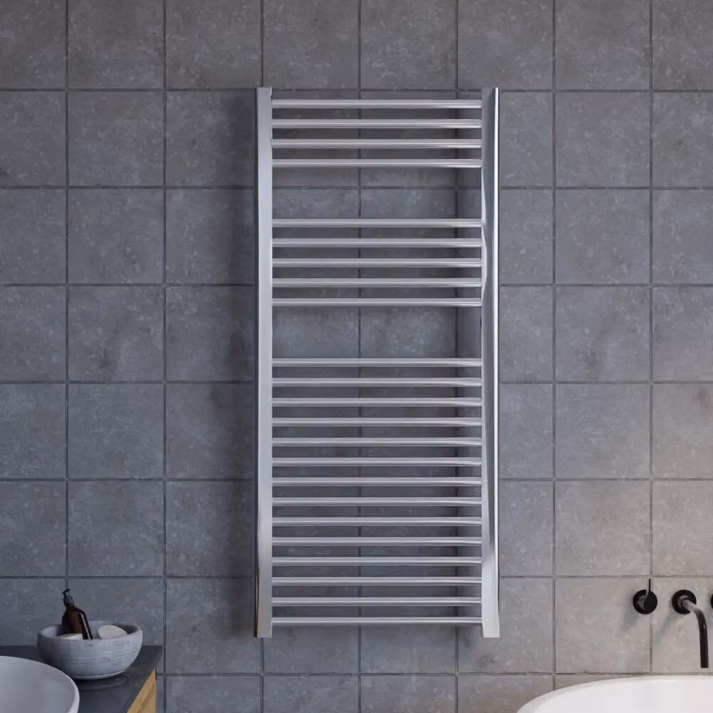 Balterley Heated Vertical Towel Rail with Straight Rails, Chrome Silver, H: 110 cm, W: 50 cm – 2