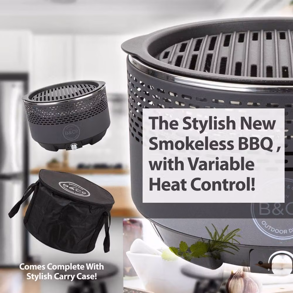 VFM e-Store Grey and Black Smokeless Charcoal Tabletop BBQ Grill for Adults – 3
