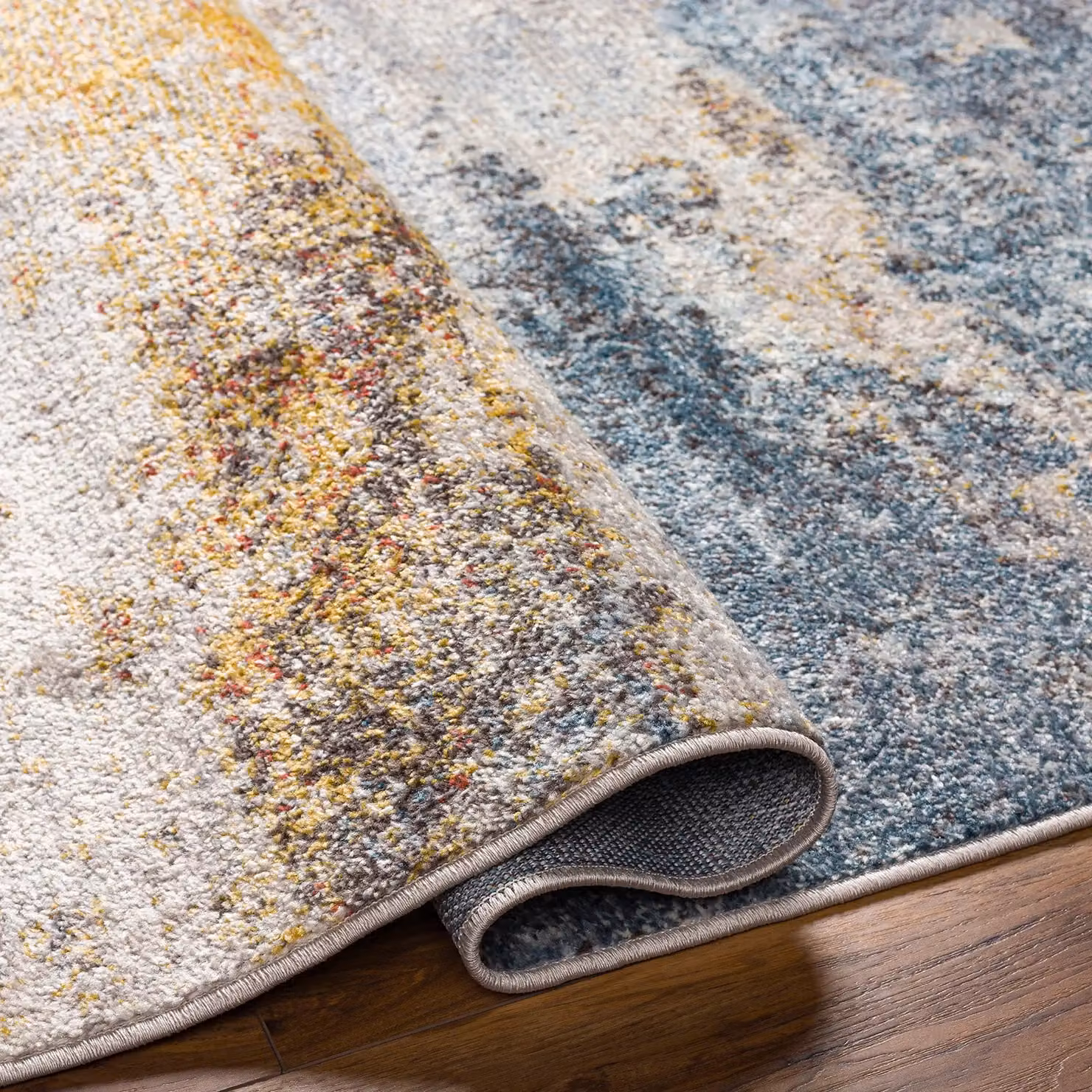 Livabliss Ankara Abstract Modern Marble Rug in Grey and Blue, W: 200 cm, D: 275 cm – 2