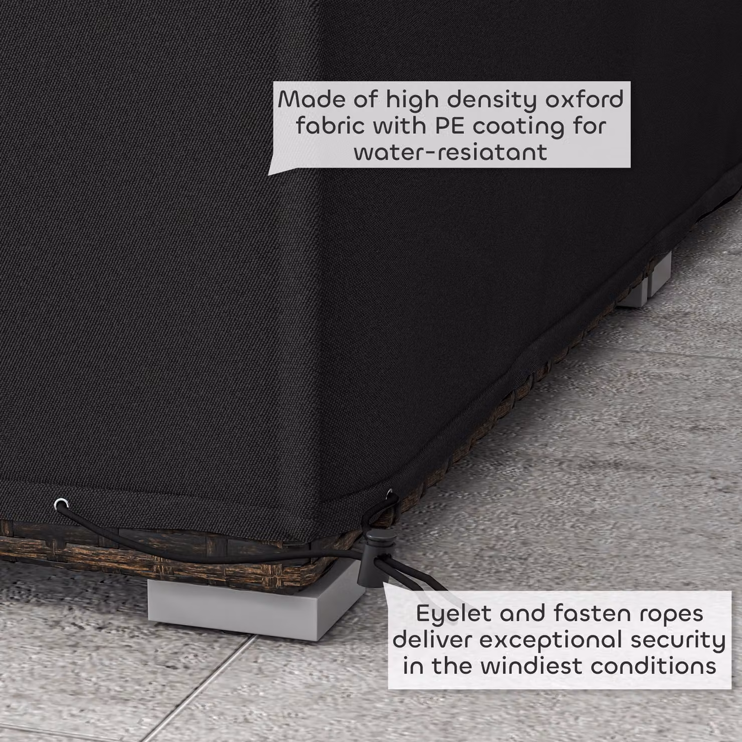 Outsunny Waterproof Polyester Sofa Furniture Cover, Black, W: 155 cm, H: 222 cm – 5