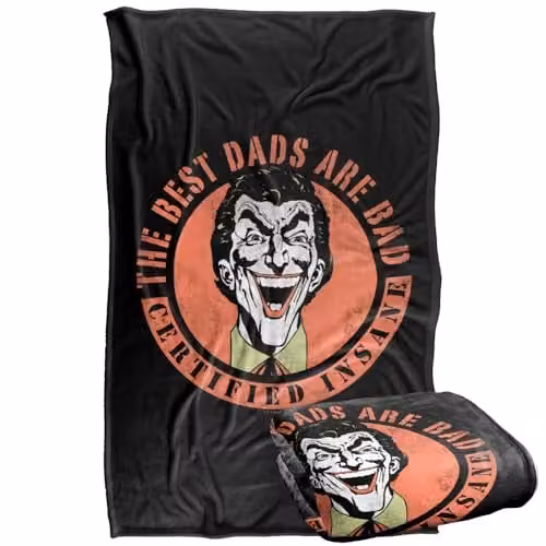 Warner Bros. Batman Joker The Best Dads Are Bad Super Soft Fleece Throw Blanket, Multicolour, W/D/H: 91 x 147 cm