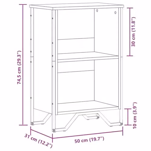 vidaXL Modern Brown Bookcase in Engineered Wood W/D/H: 50 x 31 x 74.5 cm – 2