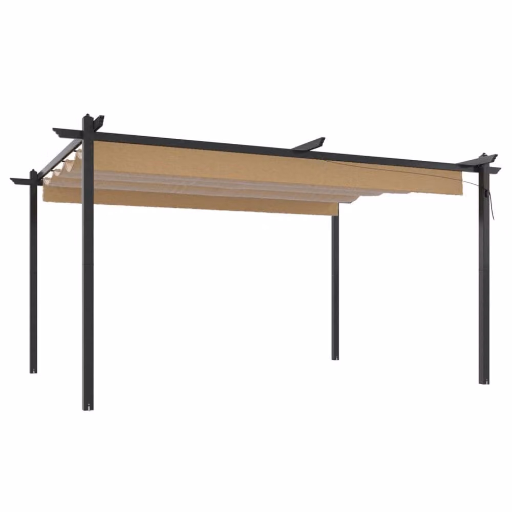 Berkfield Home Sturdy Garden Gazebo with Retractable Roof, Beige, W: 300 cm, D: 300 cm, H: 220 cm – 2