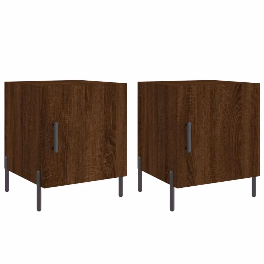 Berkfield Home Modern Bedside Cabinets, 2 Piece Set in Brown Oak, W/D/H: 40 x 40 x 50 cm – 3