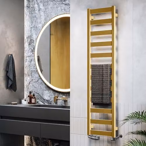 Terma Gold Steel Towel Rail, H 139 cm x W 30 cm