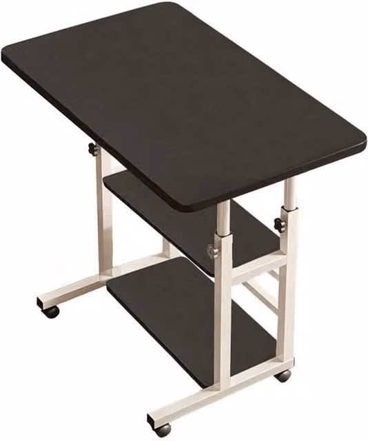 PAWNORA Height Adjustable Movable Bedside Computer Desk Trolley in Black – 1