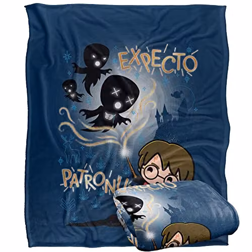 LOGOVISION Harry Potter Expecto Patronum Chibi Potter White Fleece Throw Blanket W/D/H: 152 x 127 cm