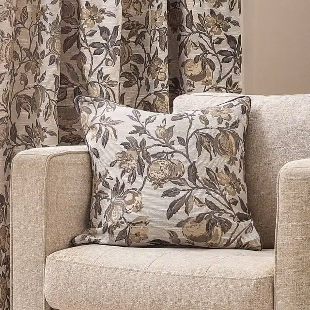 Terrys Classic Floral Square Jacquard Filled Cushion, Beige and Multicolour, W/D/H: 50 x 50 x 50 cm