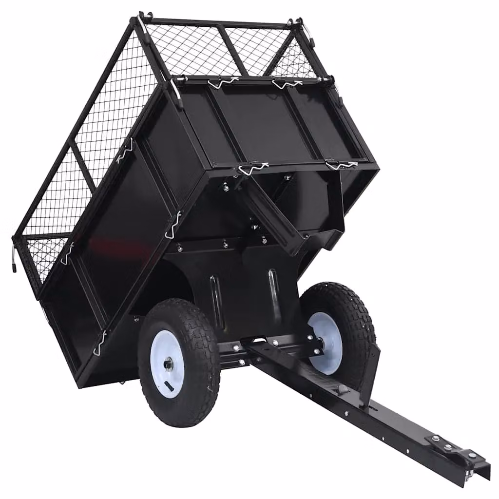Berkfield Home Tipping Trailer for Lawn Mower, 150 kg Load Capacity, Black and Multicolour – 4