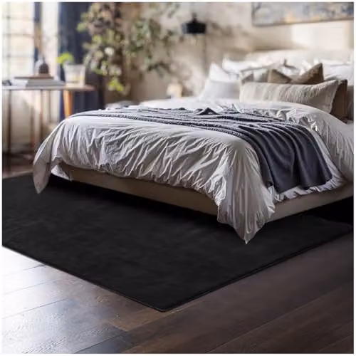 tectake Fluffy Black Rectangular Rug with Non-Slip Underside, W/D: 120 x 170 cm – 8