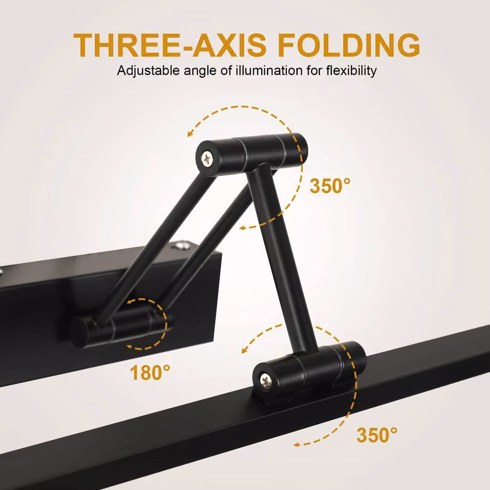 Pheashine Black Adjustable Foldable LED Vanity Light, 9W 4500K Neutral White, Width: 40 cm – 4
