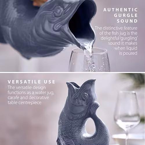 Wade Ceramic Fish Jug in Grey and White, 0.6 l – 4
