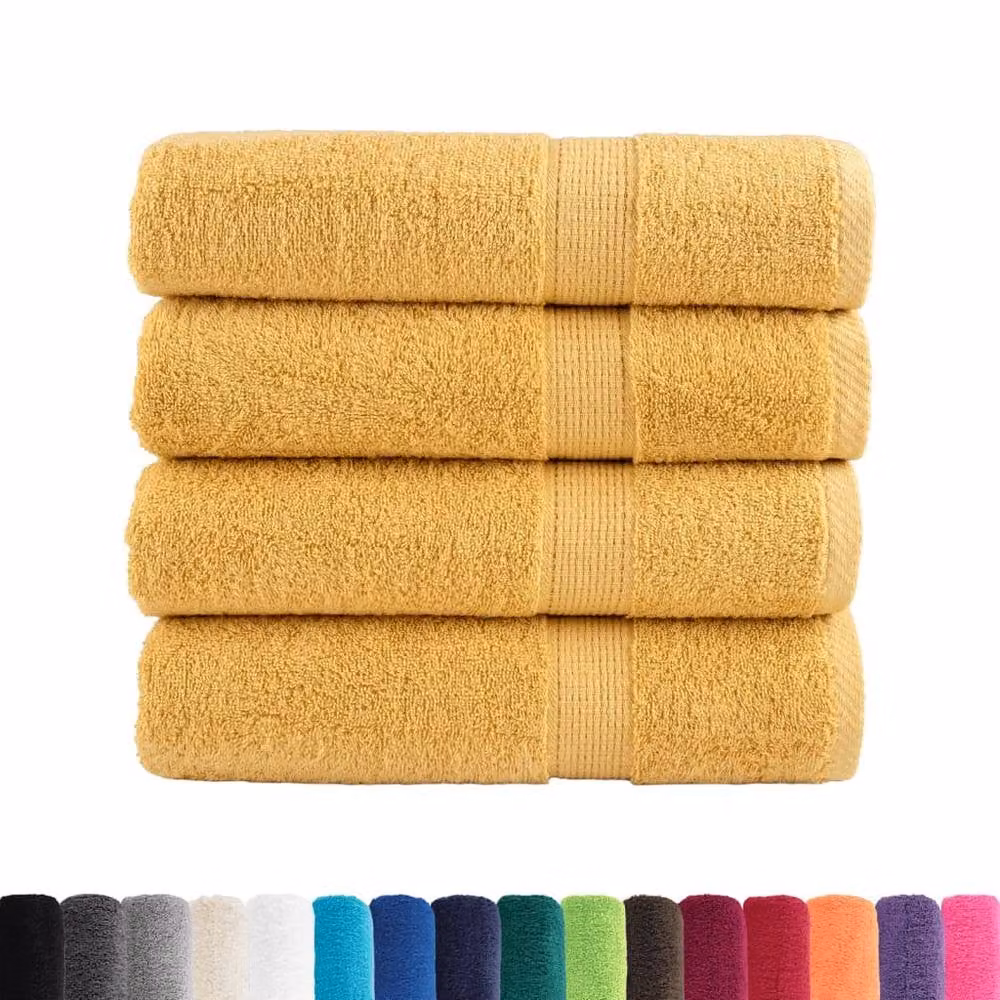 Berkfield Home SOLUND Premium Cotton Terry Hand Towels, Gold, 4 Pack, W: 50 cm, L: 100 cm, 600gsm – 2