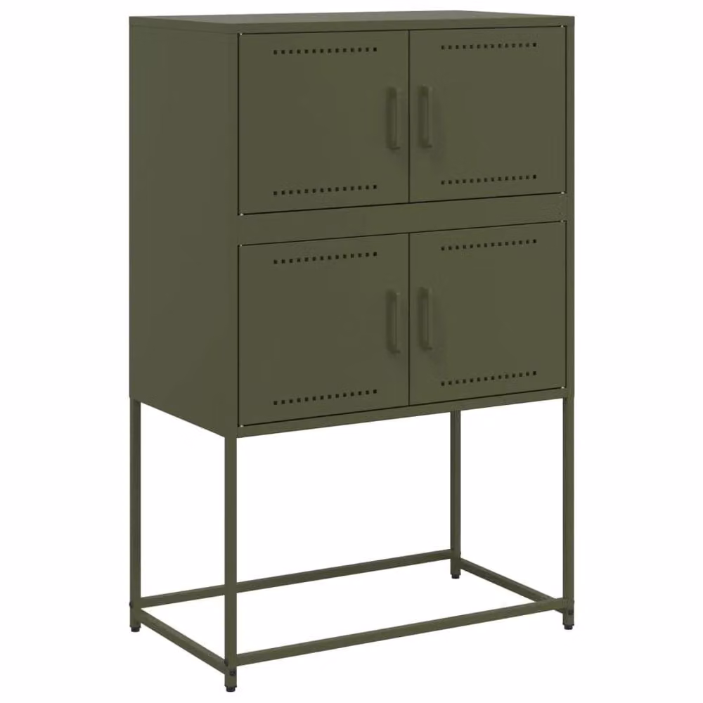 Berkfield Home Steel Sideboard in Matt Olive Green, W/D/H: 68.5 x 38.5 x 107 cm – 2