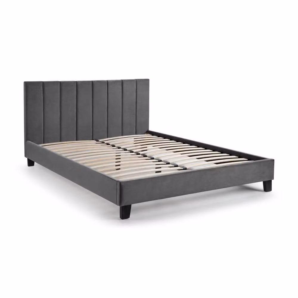 Cheshire Pebble Grey Velvet Upholstered Bed, Small Double, W/D/H: 120 x 200 cm – 2