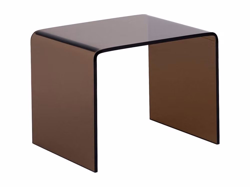 Vente-unique SUZANA Bedside Table in Brown Transparent Curved Tempered Glass, W/D/H: 40 x 40 x 60 cm – 3