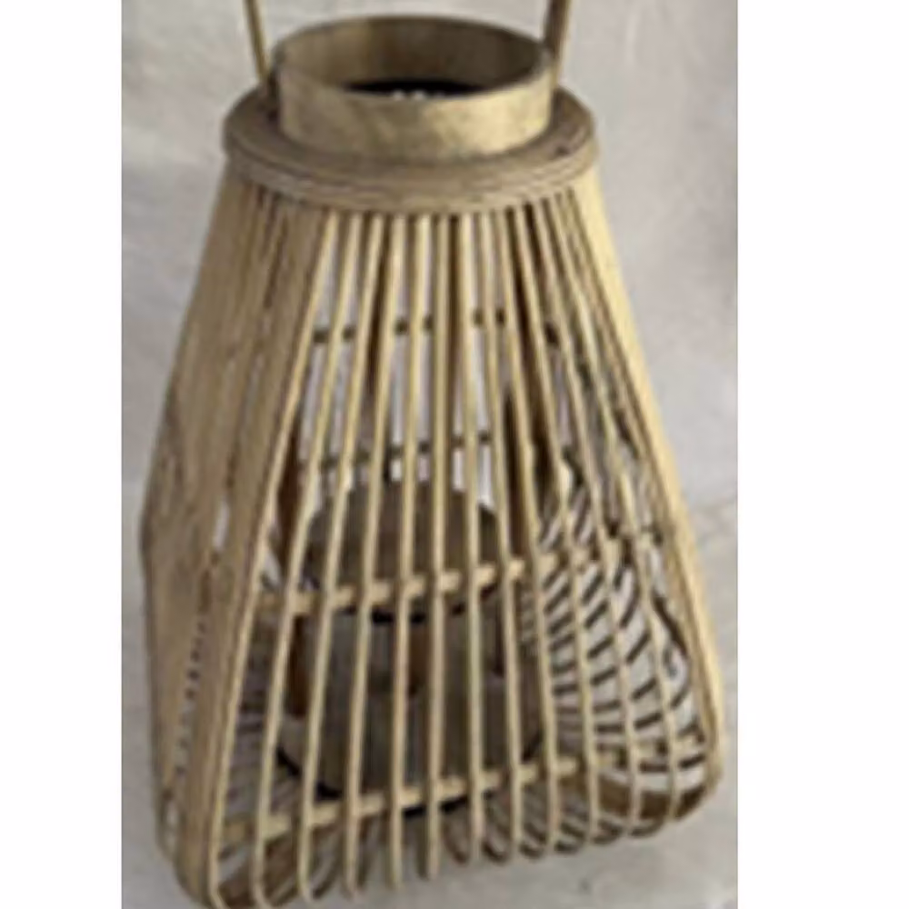 Lemon Pavilion Furniture and Decor Large Peardrop Wicker Lantern with Glass Holder in Light Brown, W29 x D29 x H40 cm – 2