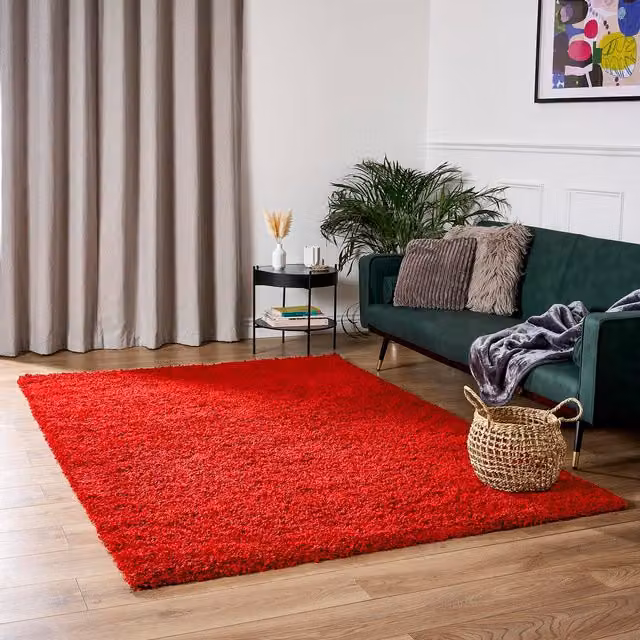 Bravich California Shaggy Rug in Red, W: 330 cm, D: 240 cm