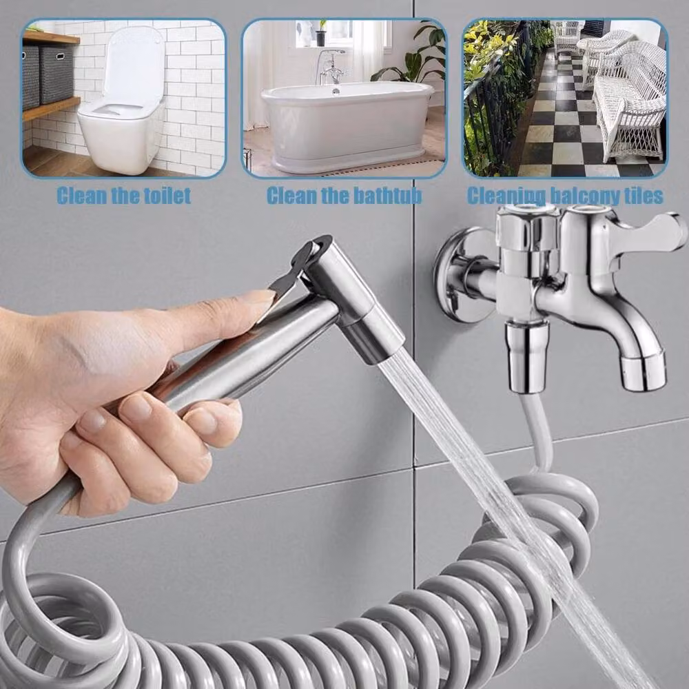 NESTLUNE Luxury Handheld Bidet Spray Kit Toilet Jet Hygiene Shower Accessory in Silver, W/D/H: 180 x 180 x 180 cm – 3