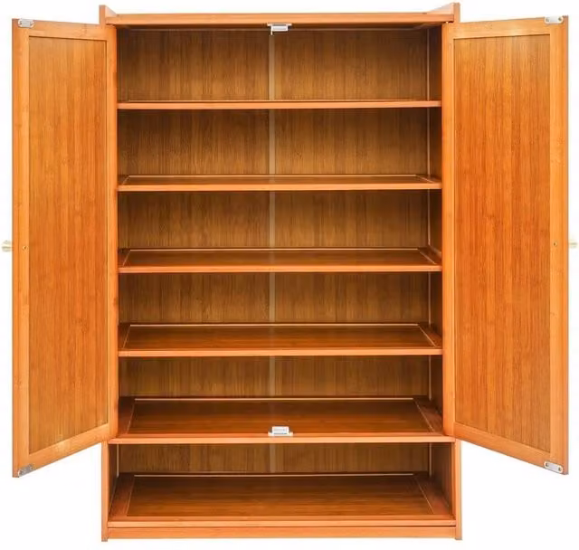 KORVIXA Modern 2-Door Freestanding Shoe Storage Cabinet in Sand, W/D/H: 100 x 100 x 100 cm