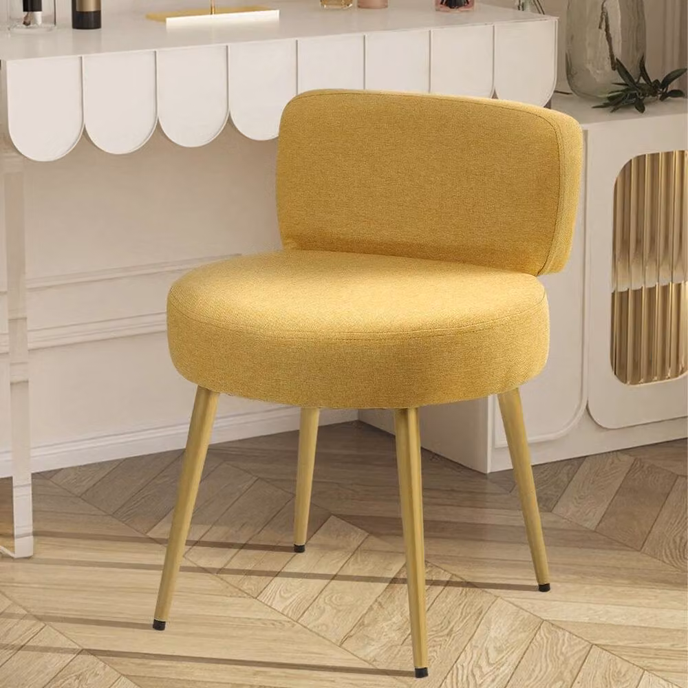 KORVIXA Yellow Linen Dressing Table Chair for Bedroom and Living Room, W/D/H: 100 x 100 x 100 cm – 2