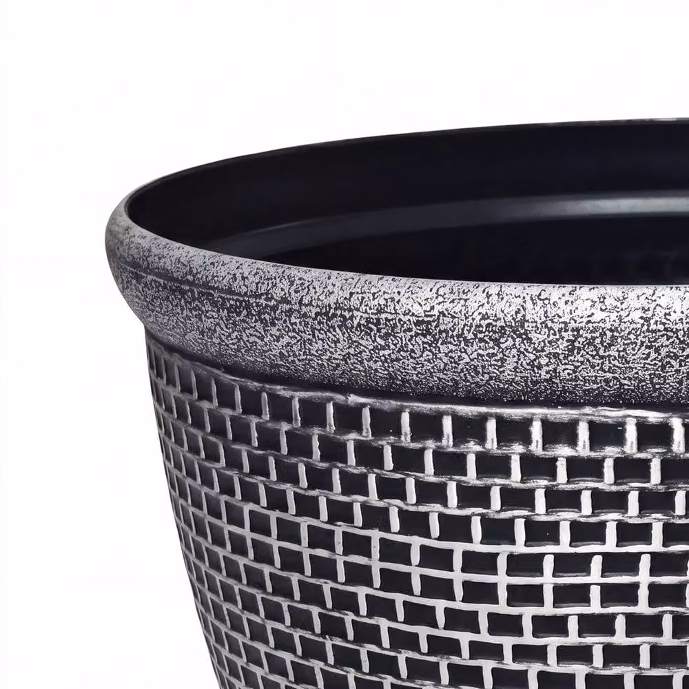 Toque 2-Pack Plastic Garden Plant Pots with Drainage, 30 cm, Black and Grey – 5