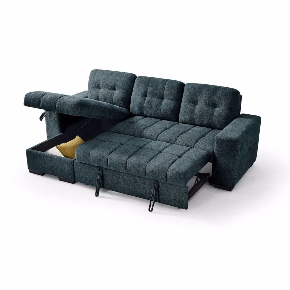 Stratus Interiors Modern Blue Fabric Upholstered Sofa Bed with Sleeping Function – 2