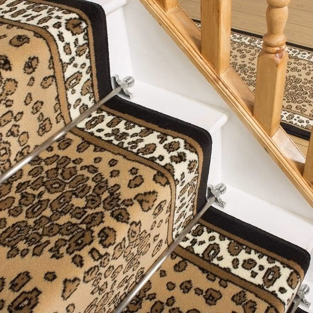runrug Leopard Stair Runner Carpet in White, W: 60 cm x L: 660 cm – 4