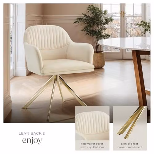 tectake Lona Armchair in Cream and Gold – 4