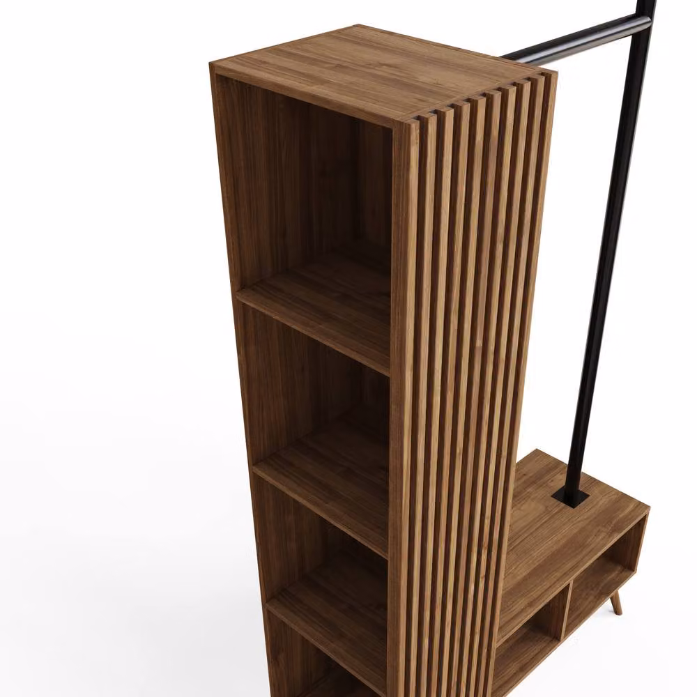 GFW Rowan Smart Storage Wardrobe in Light Oak with Hinged Doors and Open Shelving – 3