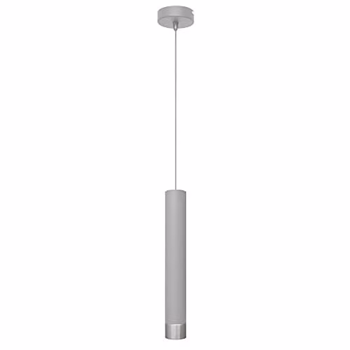 Helam Tuba Slim Cylinder Pendant Ceiling Light in Grey and Chrome