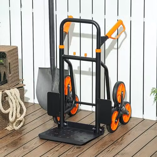 DURHAND Heavy Duty Foldable Stair Climbing Hand Truck in Orange Steel – 6