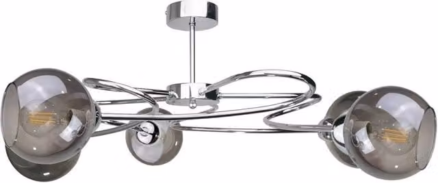 Netlighting Blom Multi Arm Semi Flush Ceiling Light in Silver, Diameter: 65 cm, 5x E27