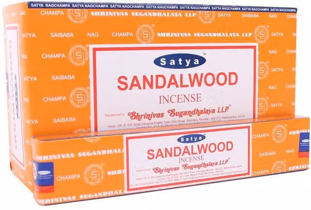 Satya Sandalwood Incense Sticks, 12 Pack, Orange